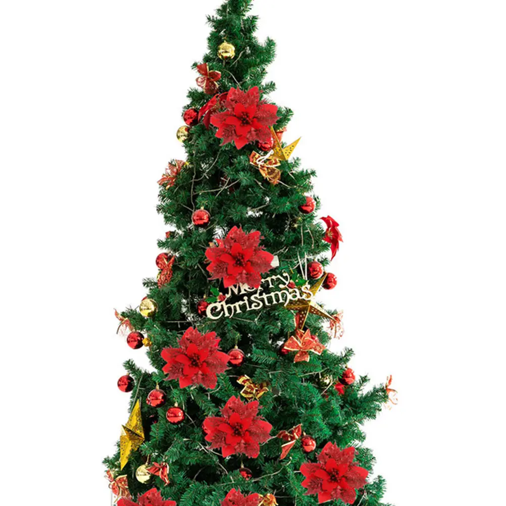 

12pcs Christmas Flower Decor Artificial Imitation Blooms For Home Party Wedding Holiday Decoration Xmas Tree Desktop Fake Flower