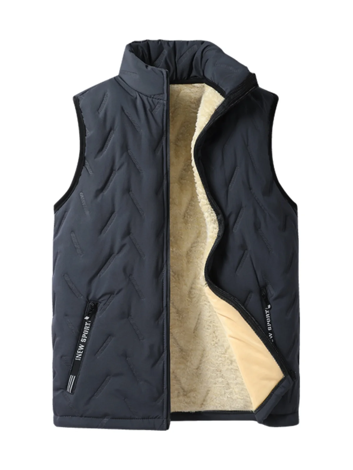 

Men's Winter Thiened Fce Lined Casual Loose Vest Jaet Warm Color Leisure Vest Cotton Clothes for Middle-Aged And...