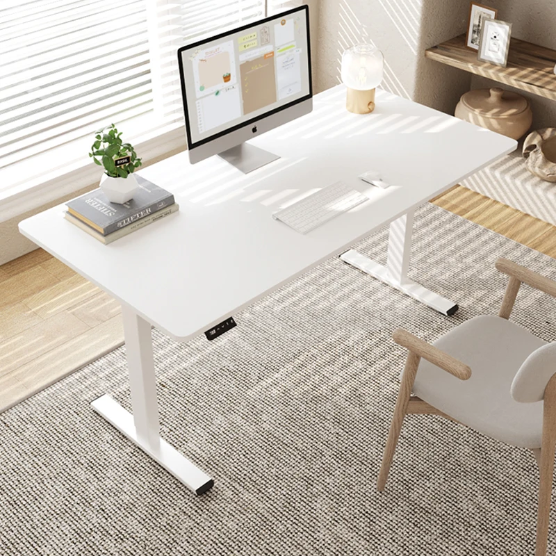Electric Computer Table Vertical Desk Workstation Integrated Style Desktop Belt Lifting and Lowering Function Computer Desk  140x70cm
