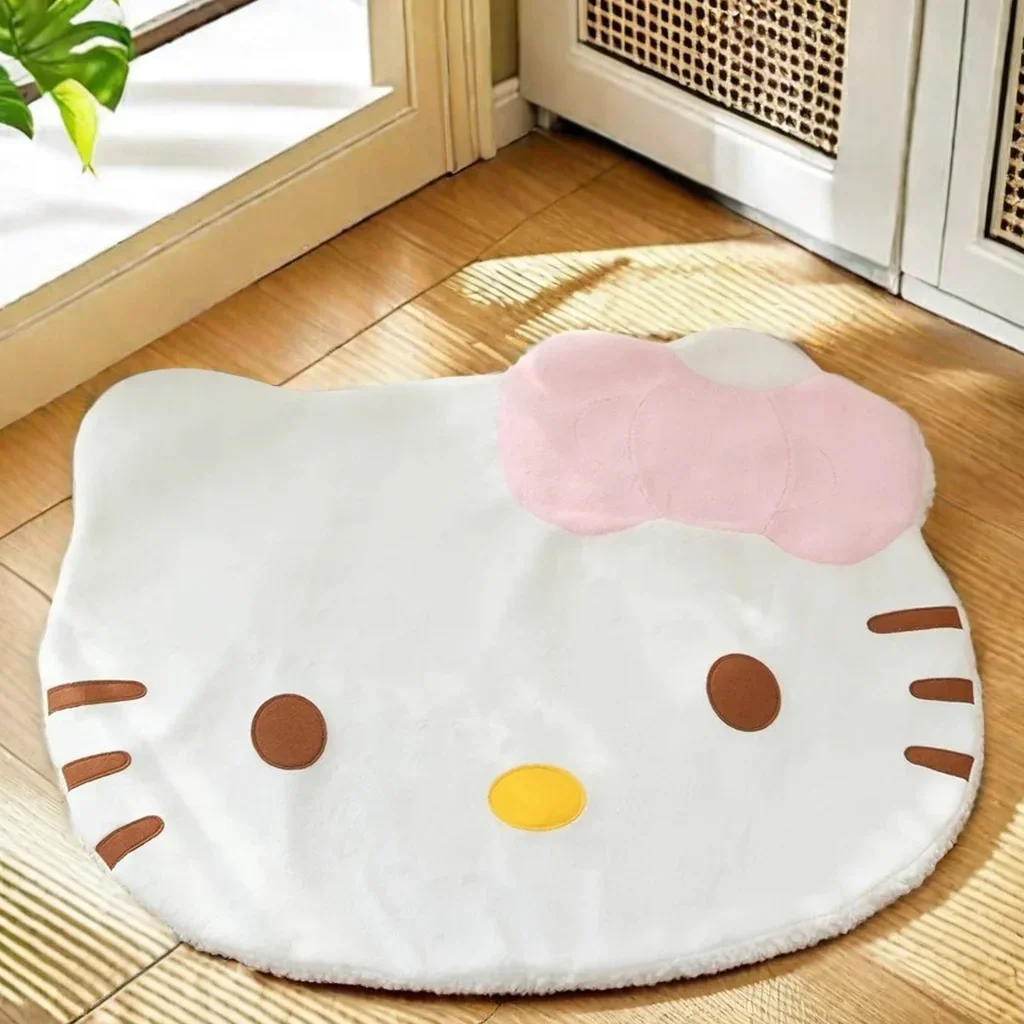 Hello Kitty-Polymères de sol en peluche coordonnants pour la décoration de la chambre, tapis de maison, salon, salle de bain, grande tête, doux,