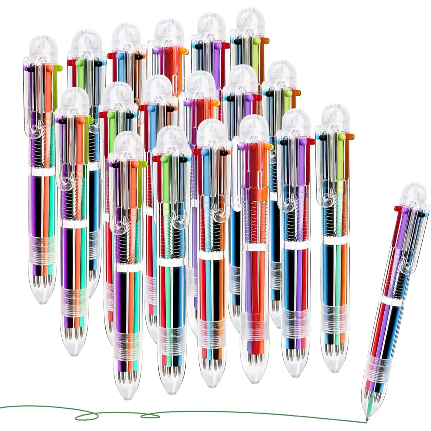 

6-in-1 Multicolor Pen Set, 0.5mm Ballpoint Pens for School Office Party Favors, Bulk Rainbow Pens with Smooth Writing for