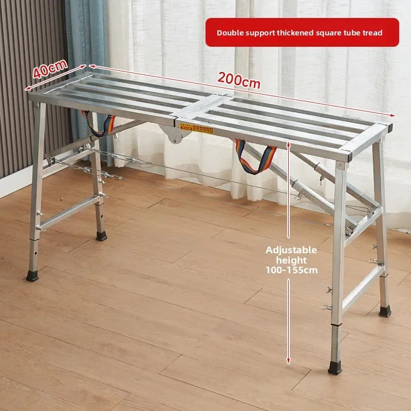 Verdikte stalen paardenkrukladder, mobiel werkplatform, opvouwbaar steiger met dubbele steun, technische ladder voor binnendecoratie