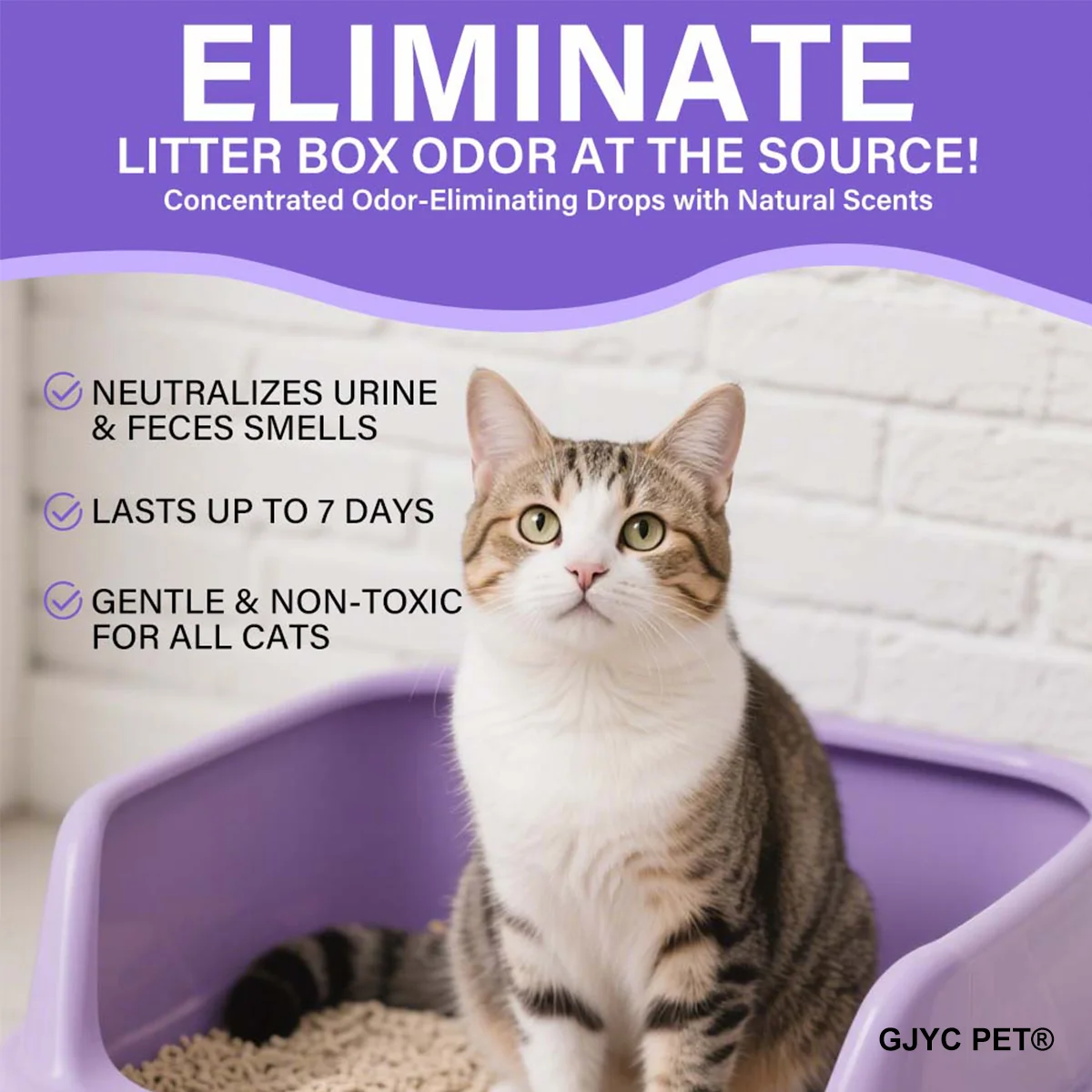 Cat Litter Deodorizer Lavender Scent Long Lasting Odor Neutralizer Pet Safe Freshener for Multi-Cat Household Litter Box Indoor