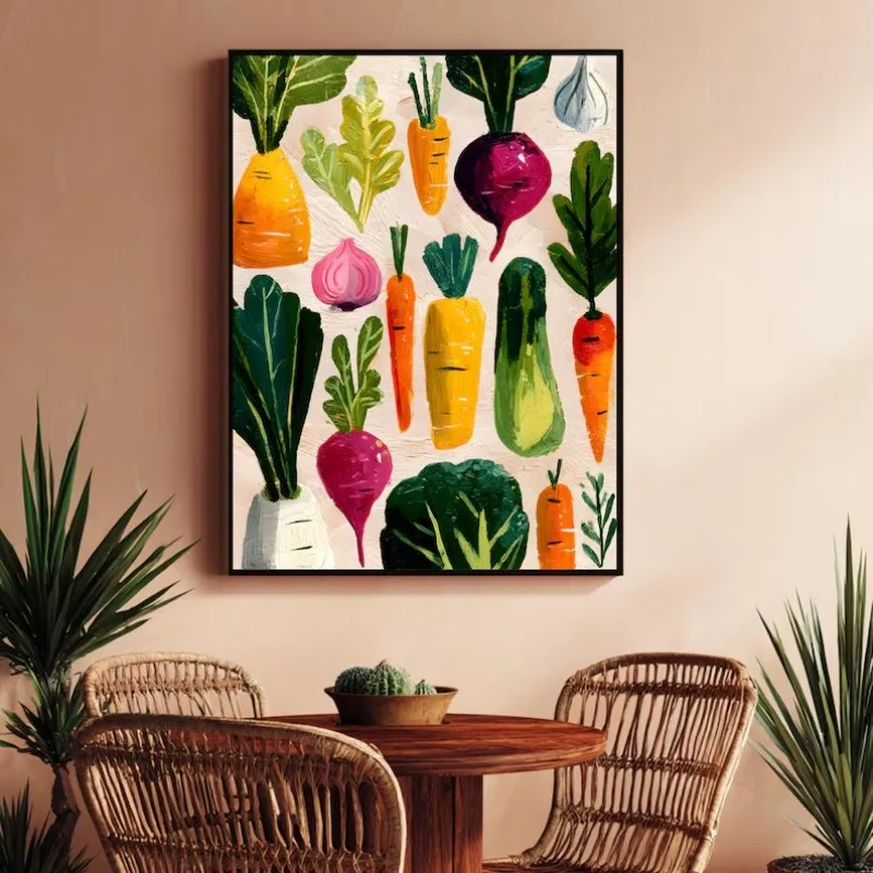 Retro Colorful Food Vegetable Fruit Pop Art Disco Citrus Poster Illustration Canvas Painting Wall Art Pictures Home Decor Gift
