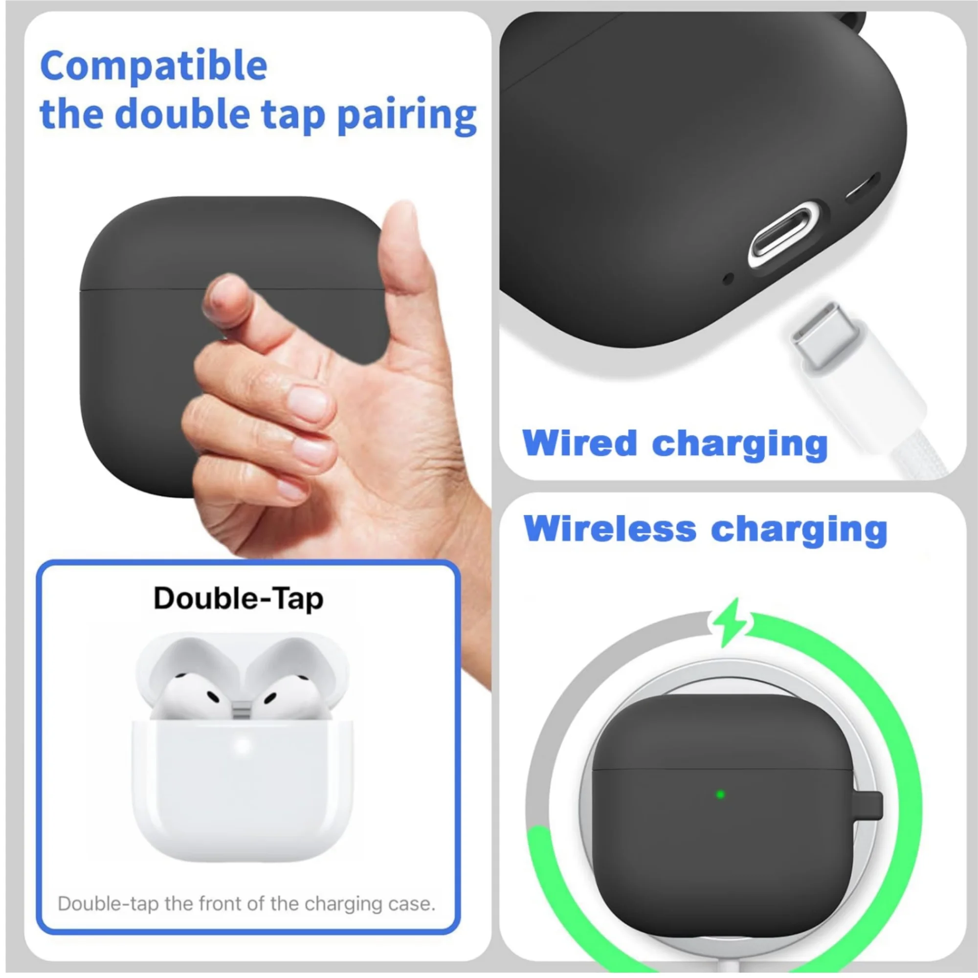 für AirPods 5/4: Weiche Silikonhülle mit Reinigungsset, umfassender Schutz für die Kopfhörer, inklusive Schlüsselanhänger, passend für AirPods 5/4/Pro3. – Detail 4
