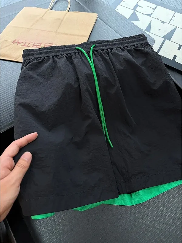 

American Style Quick Dry Basketball Shorts Men's Summer Thin Cool Color Block Loose Sports Beach Pants Polyester Fiber Casual...