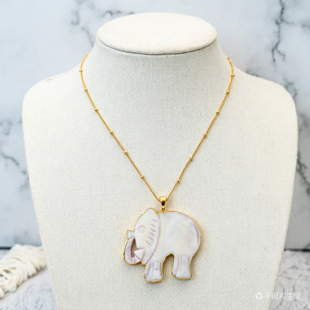 

WT-JN029 WKT оптовые продажи натуральных ожерелий из ракушек, модные подвески в форме слонёнка с золотистыми цепочками, женские украшения, подарок для женщин.