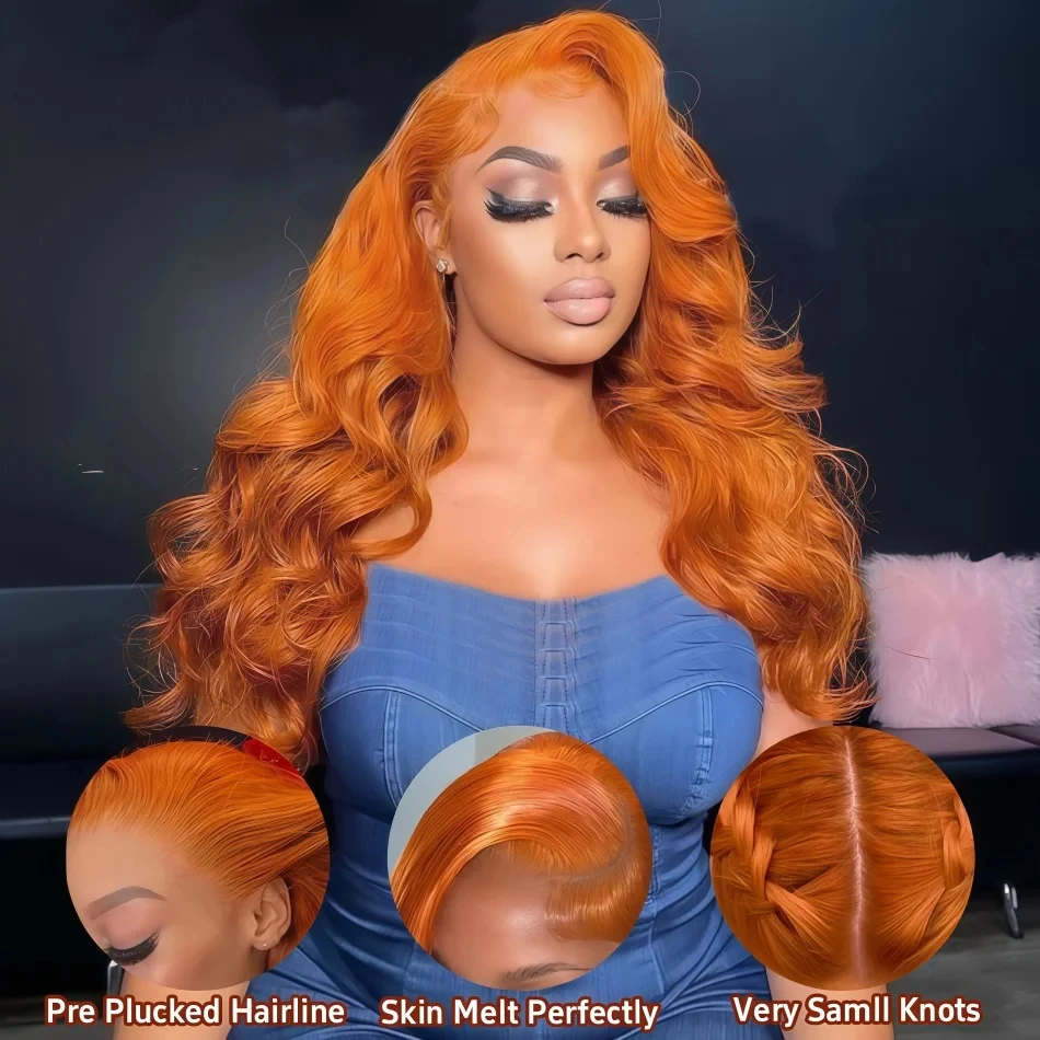 

Ginger Human Hair Wigs Body Wave Lace Front Wigs 13X6 Hd Lace Frontal Wig 250 Density Pink Burgundy Colored Wigs For Black Women