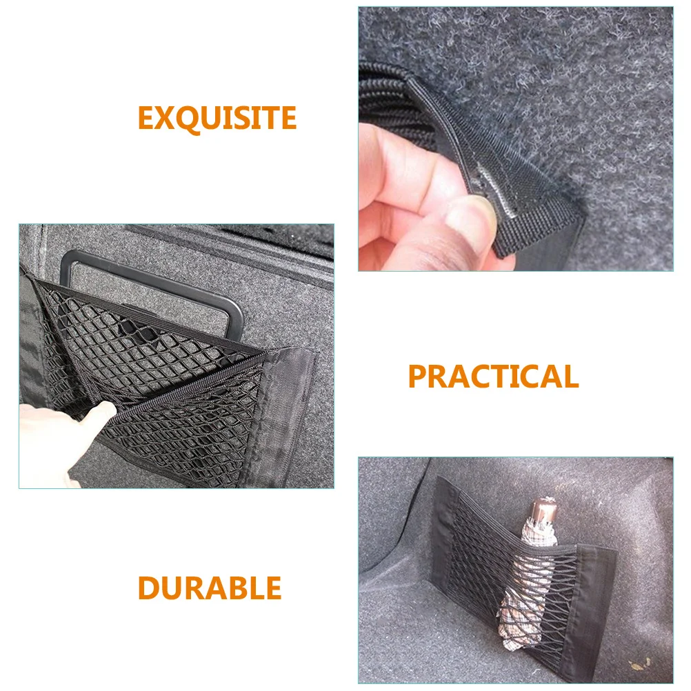 

4pcs Trunk Organizer Car Storage Mesh High Elastic Double Layer Cargo Net For Suv Truck Rear Waterproof Oxford Cloth Large