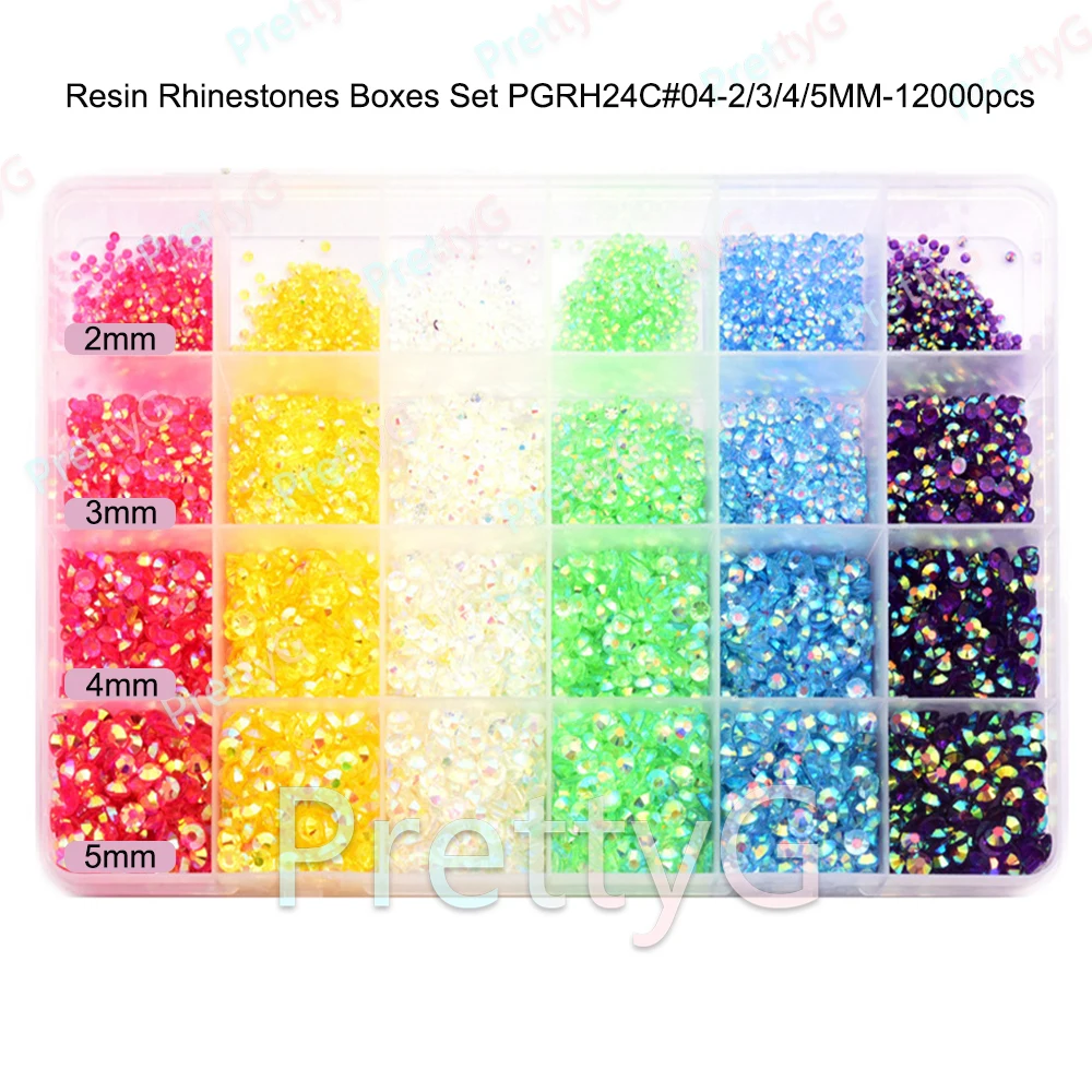 PrettyG 12 ألوان مجموعة الراتنج شقة الظهر حجر الراين السائبة DIY مسمار حجر الراين اكسسوارات DIY بها بنفسك هلام مسمار الفن تيدي بير تمثال