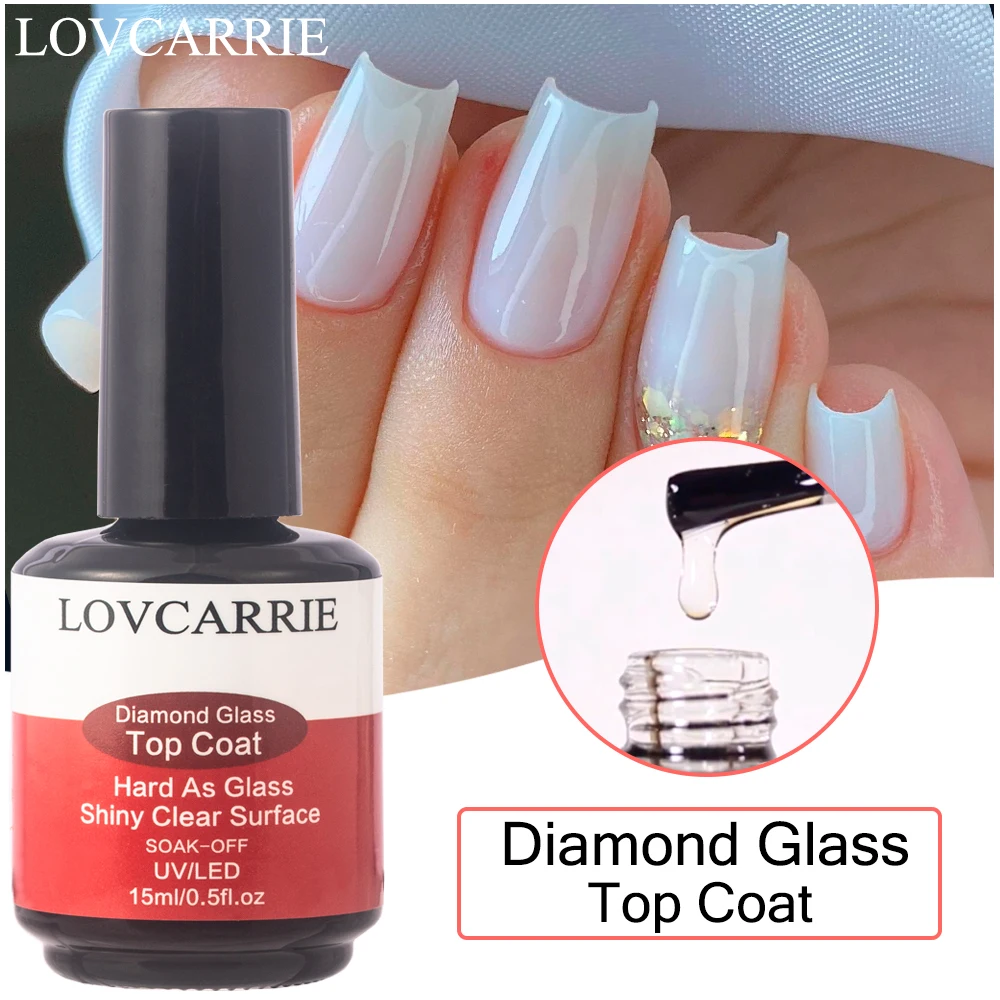 1 Stuks Diamant Glas Top Coat Uv Gel Nagellak Harde Glans Afwerking Geen Veeg Nail Art Emaille Manicure Gellak Lange Slijtage Topcoat