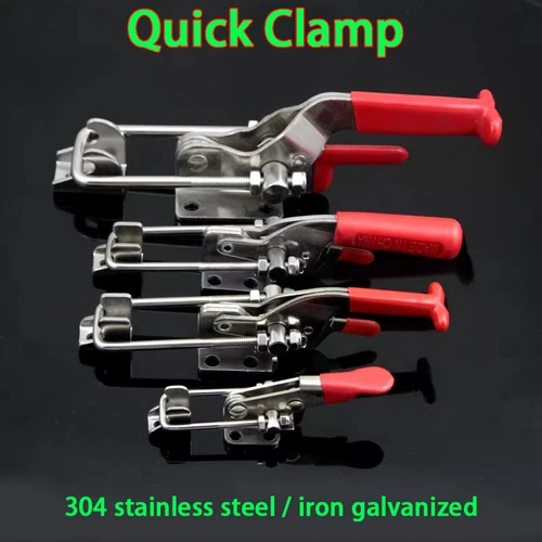 Imagen 1 del producto Caja de hebilla de bloqueo de acero inoxidable 304, Herramienta de sujeción de abrazadera de hebilla, Perno de puerta de prensa rápida, bloqueo automático, hierro galvanizado