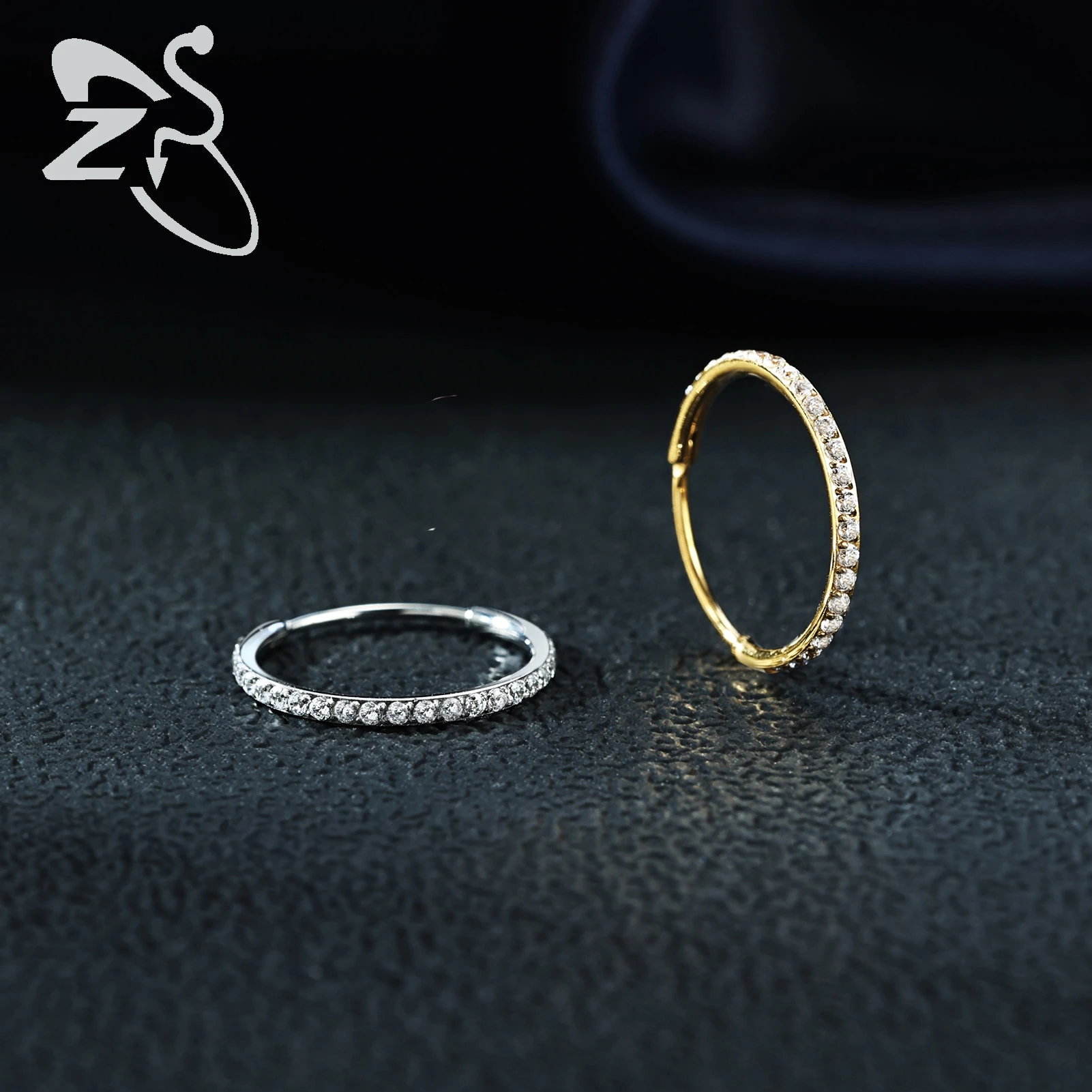 ZS 1PC 라운드 크리스탈 코 피어싱 실버 컬러 Septum 링 스테인레스 스틸 코 리모콘 연골 피어싱 20G 바디 쥬얼리