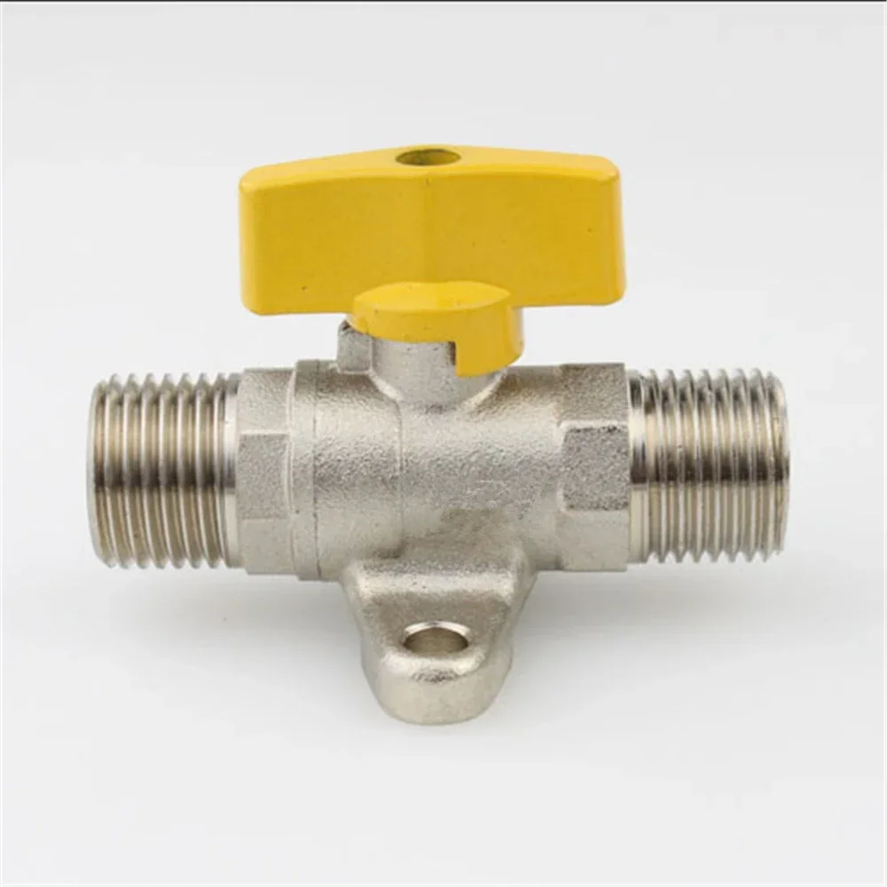 4 Points Full Copper Thickened Inner And Outer Ribbon Fixed Seat Ball Valve Double Outer Wire  Outer Thread Straight Gas Valve