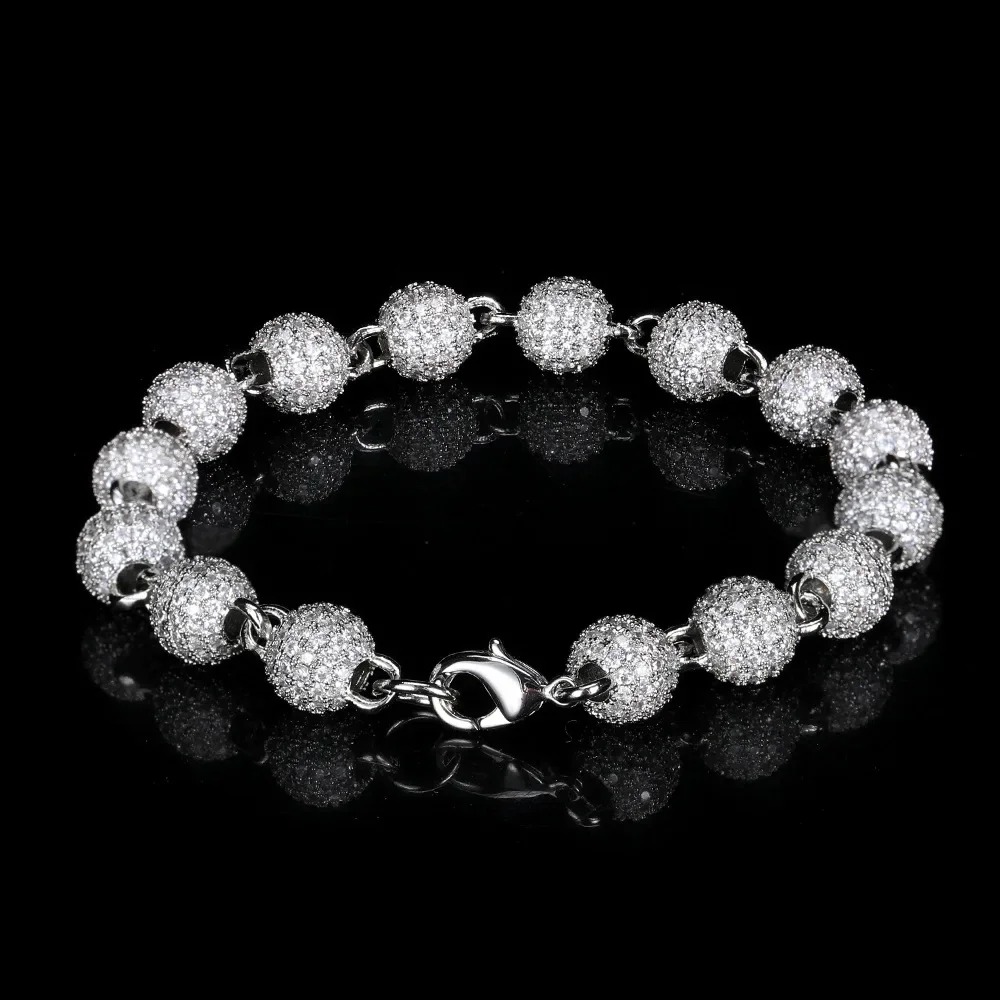 Cz Bangles Hot-selling High-quality 8mm Micro-inlaid Zircon Round Beads Men's Personalized Jewelry