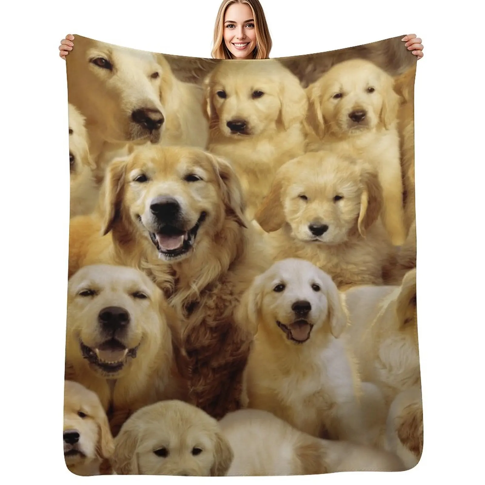 

Golden Retrievers Throw Blanket Soft Decoratives Thermal Warm Blankets