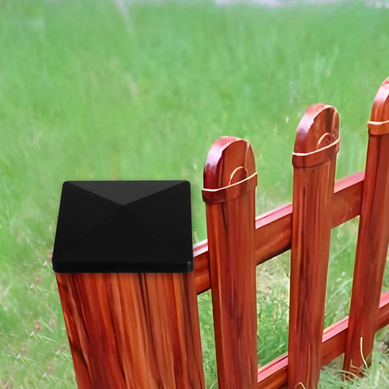 

5Pcs Fence Post Caps Plastic Outdoor Post Protectors Replacement Square Pyramid Column Cover for Wooden Fence Garden Yard