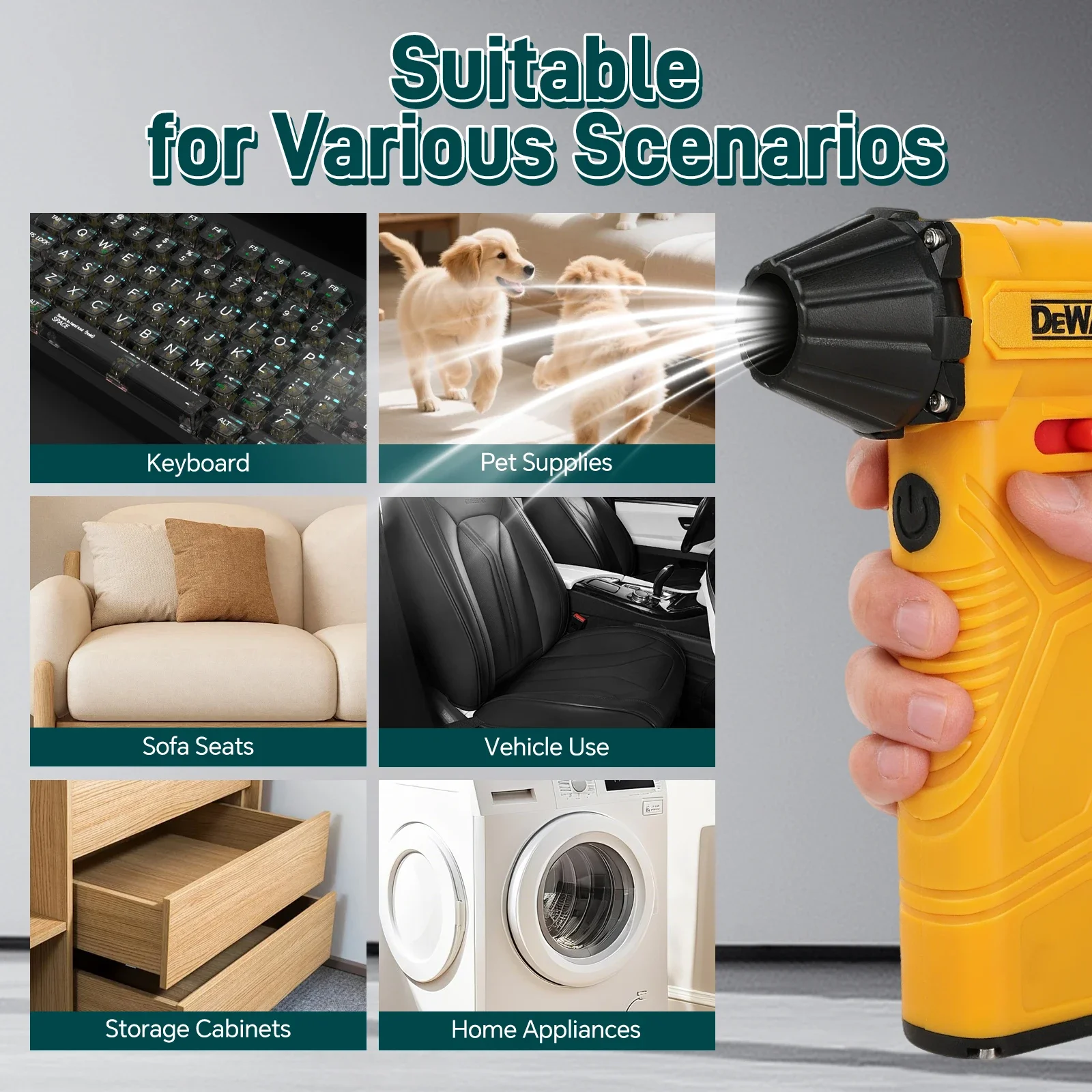 

DEWALT Brushless Turbo Jet Blower 110000 RPM Type-C Charging Powerful Strong Winds Dry Vacuum Cleaner