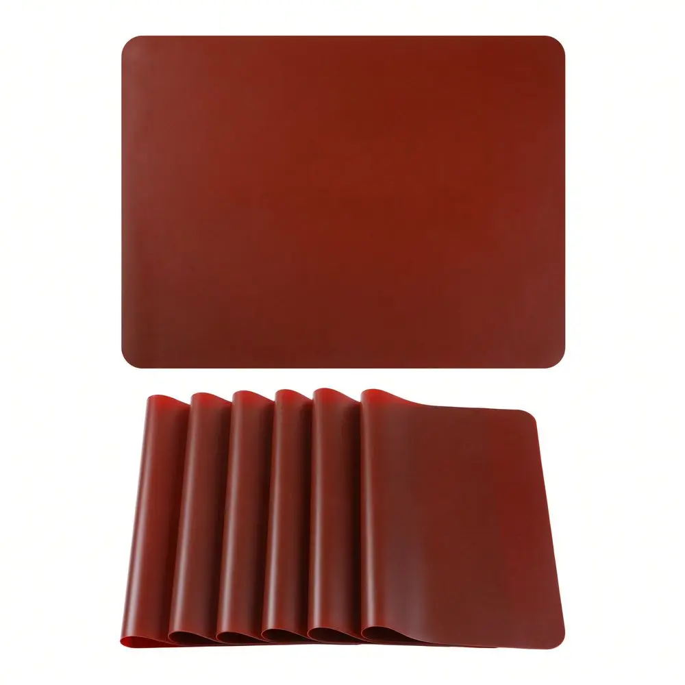 Set Of 6 Silicone Placemats For Kitchen Dining Table Decor Washable Heat Resistant Table Placemats Wipeable Table Mat