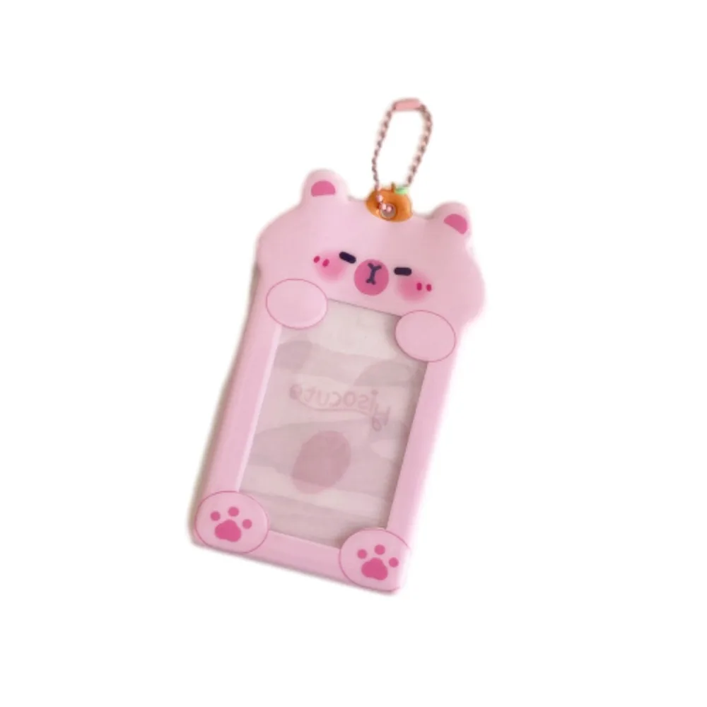 Kawaii PVC Puppy Card Sleeve Capybara Key Chain Card Protective Case Korean Style Bag Pendant Bus Card Holder Lady