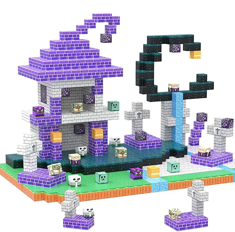 25-160개 자석 블록(자석 큐브) – 3세 이상 어린이를 위한 STEM 장난감. 쌓을 수 있는, 소년 소녀를 위한 완벽한 할로윈/크리스마스 선물