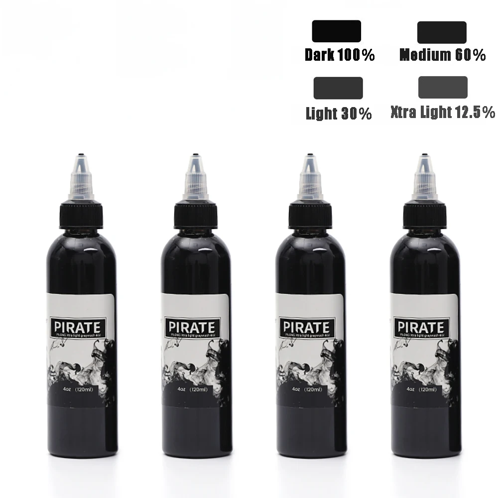 30/120/240ml/Bottle Black Tattoo Ink For Body Art 4 Shades Natural Minerals Safe Permanent Makeup Tattoo Pigment Paint Ink