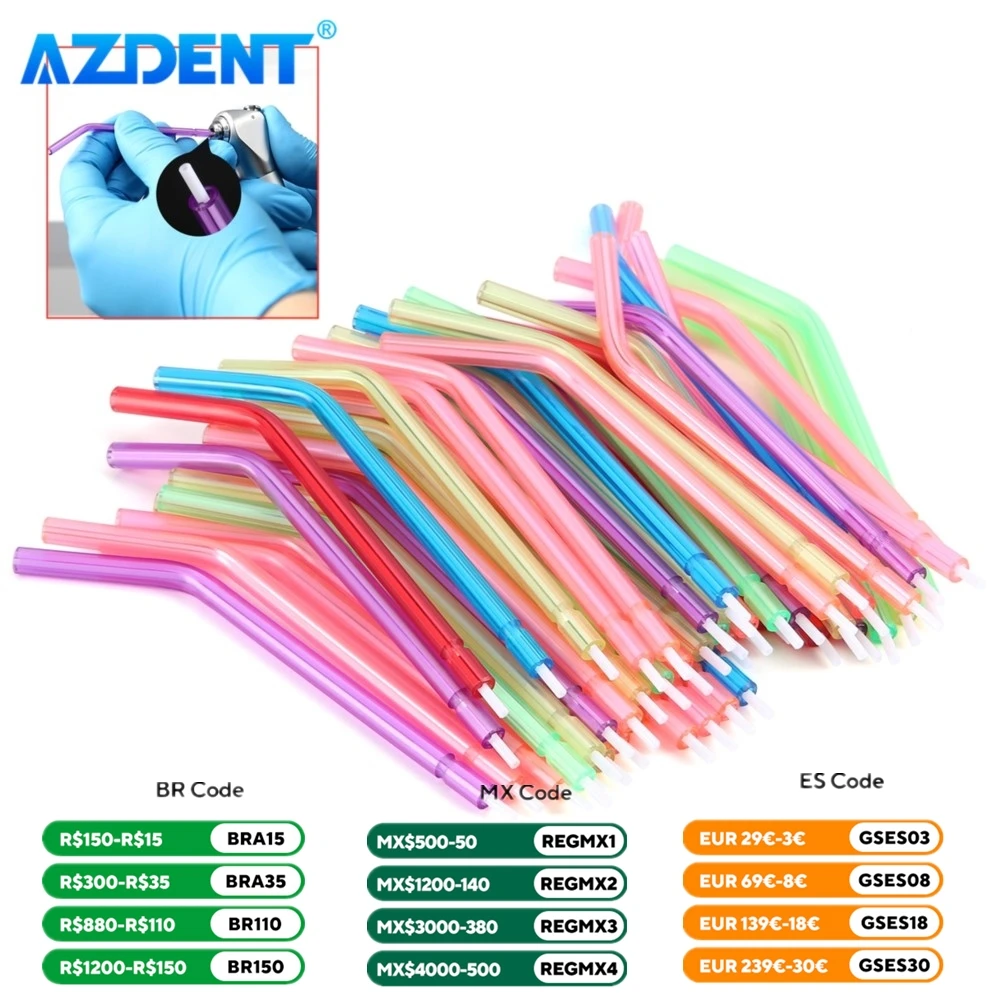 AZDENT Dental 3 Way Syringe Air Water Spray Nozzles Tips Head Sterilizable Copper & Disposable Dentistry Tools