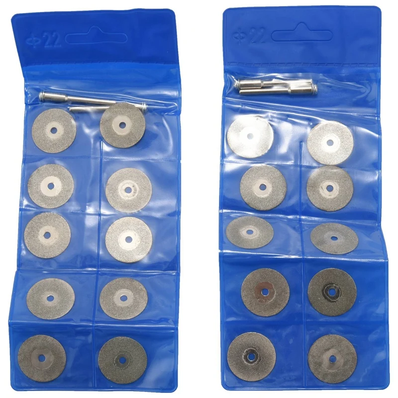 T61C_20 Pieces 22 Mm Diamond Cutting Wheel With 4 Pack Mandrel For Dremel
