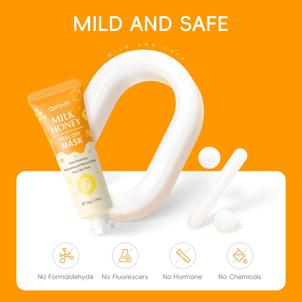 

Маска-пленка QUIYUM Milk Honey 50г – Отшелушивающий гель для удаления черных точек, увлажняющая и сужающая поры маска-пилинг для лица