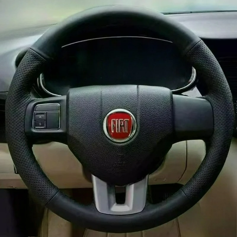 Hand Stitched renovation wear-resistant black leather car Steering wheel cover for Fiat Freemont Viaggio Ottimo Car Accessories