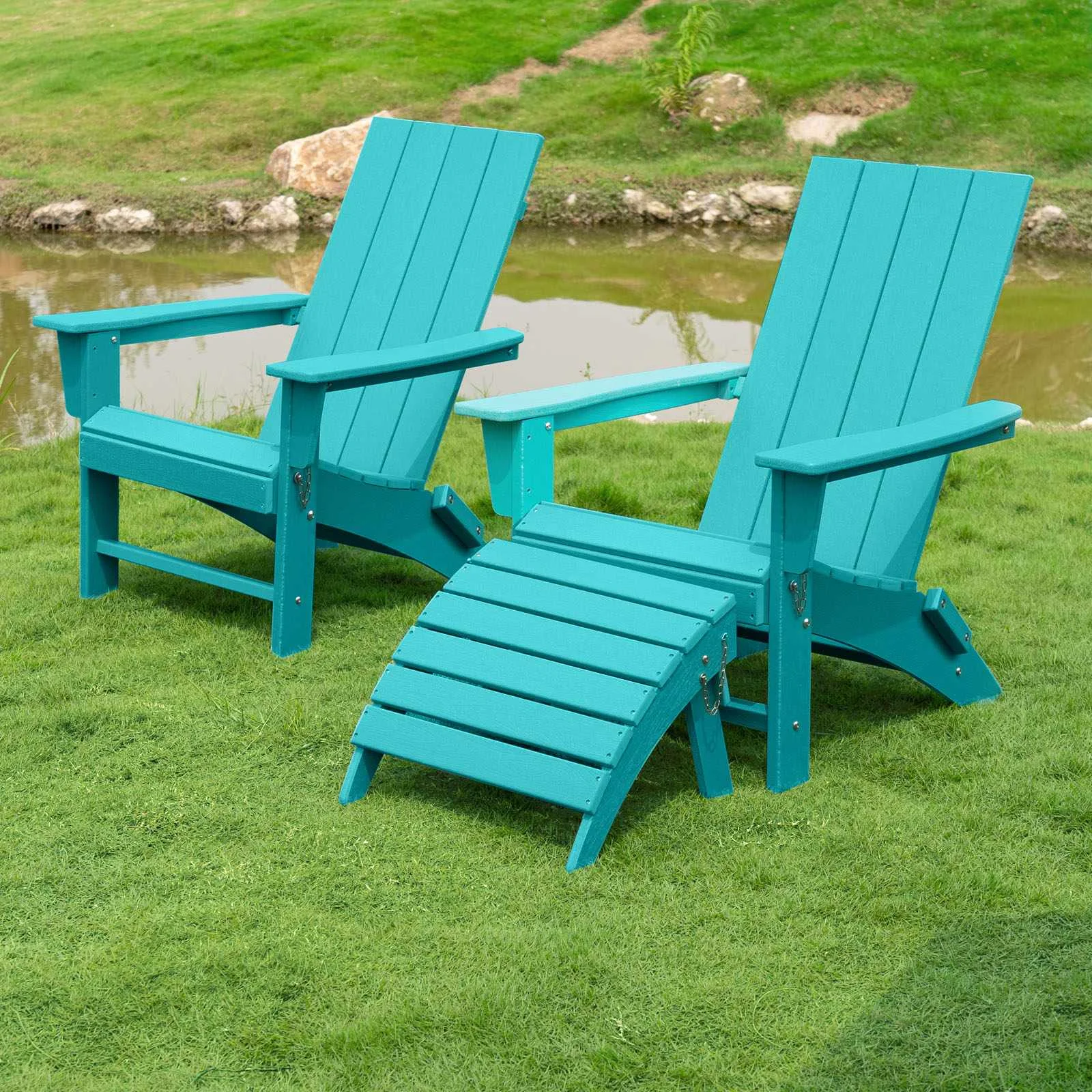 Dobrável Adirondack cadeira de madeira com pés, resistente às intempéries, Fire Pit, Pátio cadeiras Set, ao ar livre