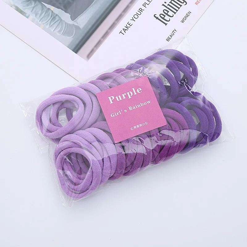 50Pcs Children and Adults Gradient Seamless Elastic Rubber Band Ponytail Fixationnon Slip Female Hair Rope Without Damaging Hair