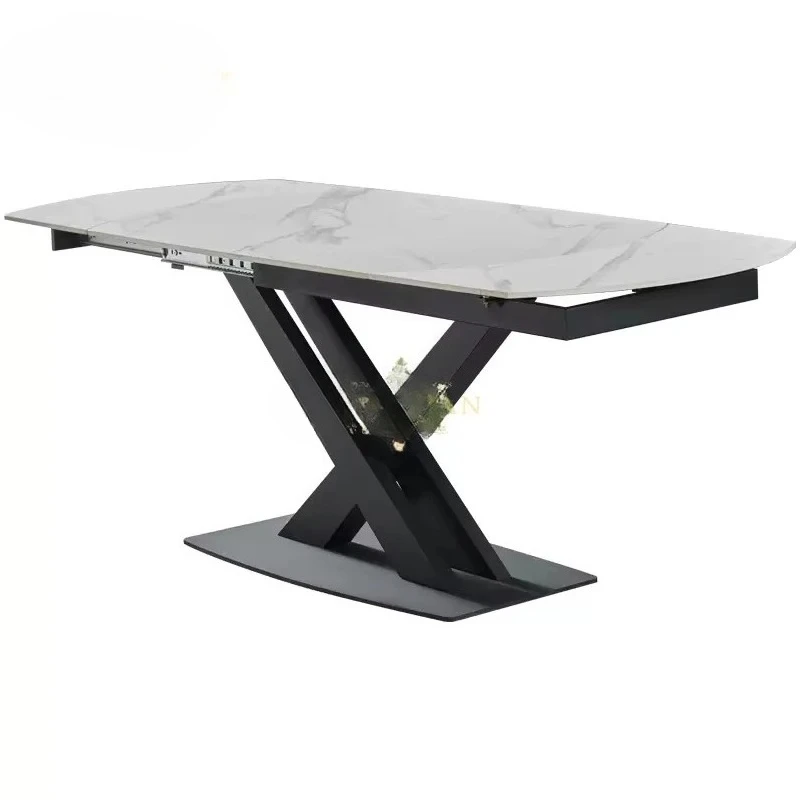 Modern Design Extendable Folding Rectangular Dining Table Sintered Stone Top Dining Table