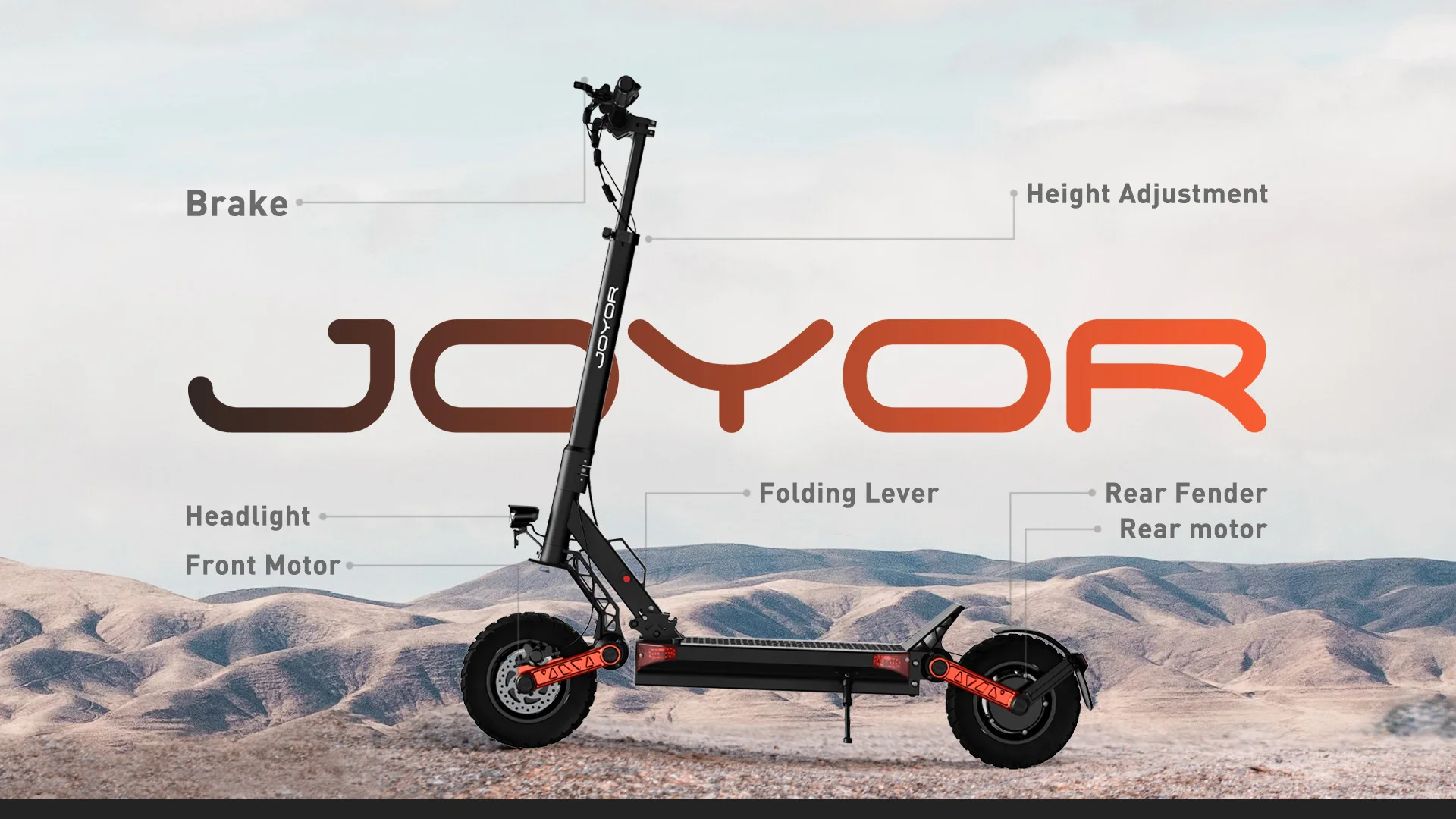 JOYOR S10-S-Z Elektroroller 60V 18Ah Akku 10 Zoll Offroad-Reifen Erwachsenen E-Scooter mit 70-85KM Reichweite Leistungsstarker Motor Tragbarer Pendler-Elektroroller Schwarz – Detail 5
