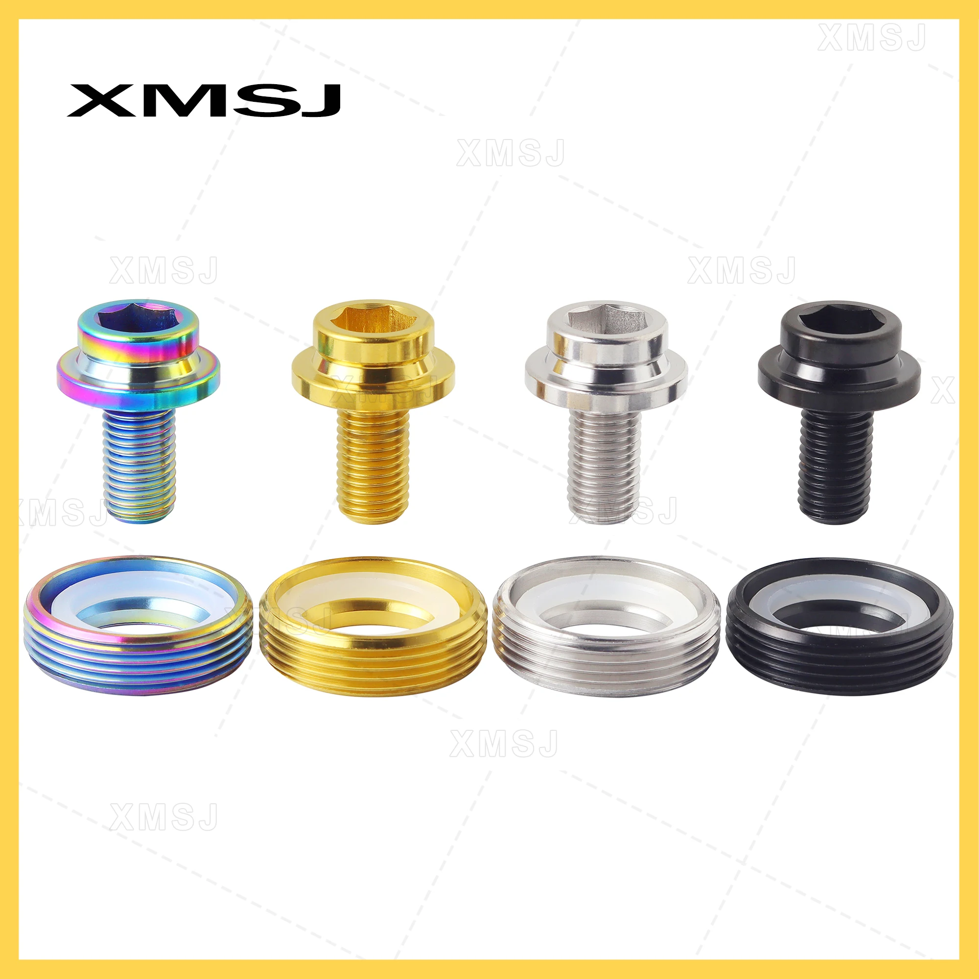 XMSJ   Bike Bottom Bracket Axle Crank Screw Fixing Crank Set Titanium Bolts M8x15mm Square Bicycles Crank Nut Whit Dust Cap