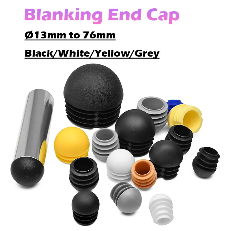 Domed Round Plastic End Caps Blanking Plug Bung Tube Pipe Inserts Chair Feet Tube Inserts Plug 13mm~76mm Black/White/Yellow/Grey