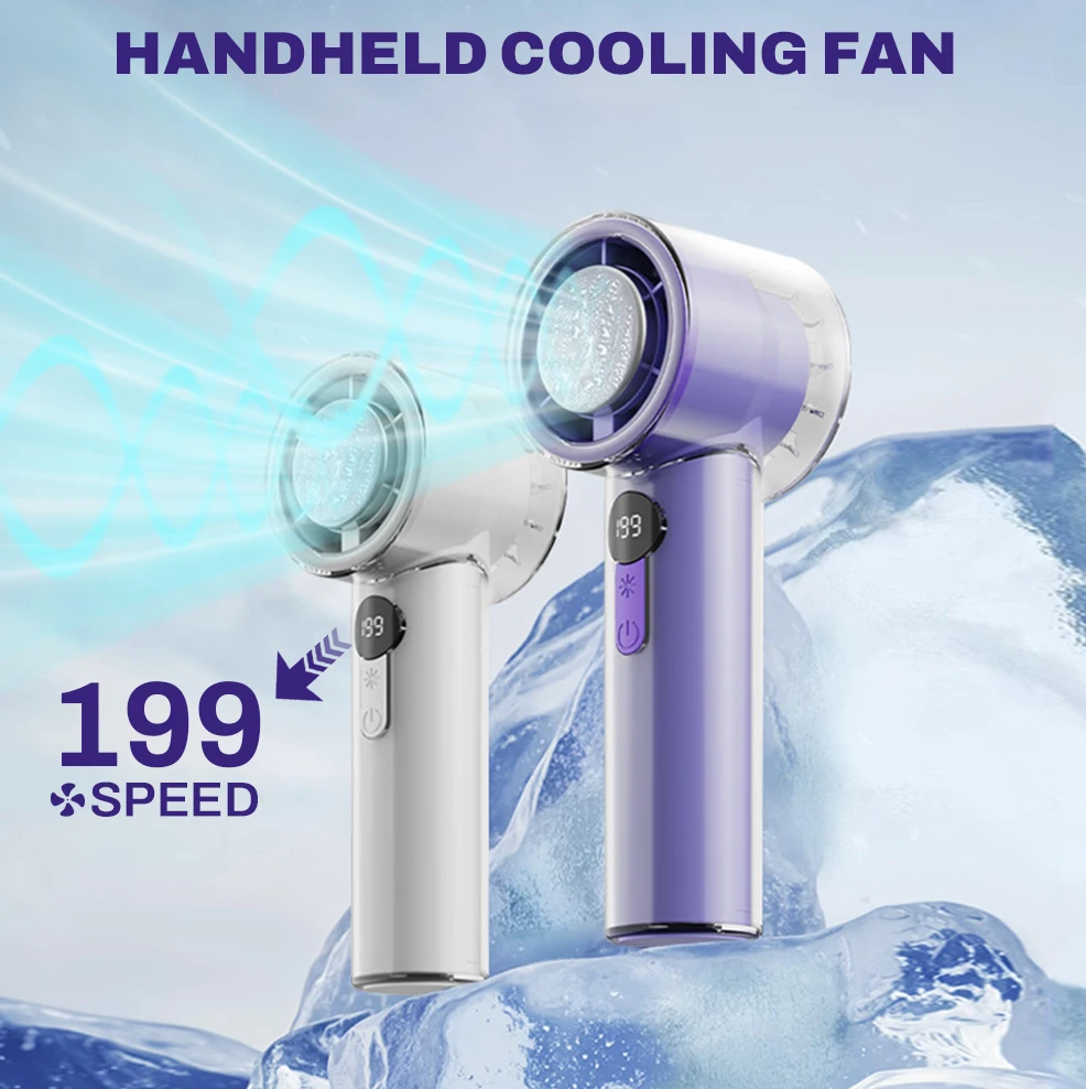 

Outdoor Foldable Portable Handheld Fan Mini Cooling Rechargeable Eyelash Fan 3600mAh 199-level Free Control High Speed Turbo Fan