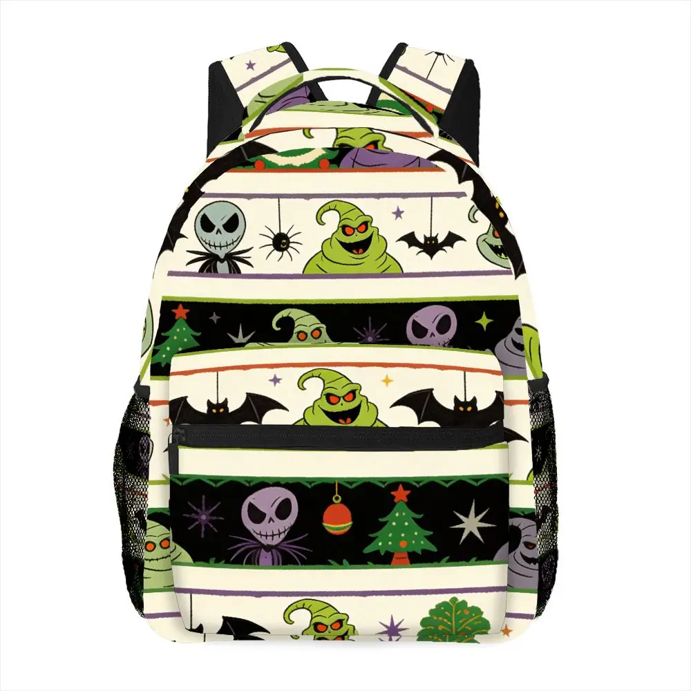 

1 шт., модный рюкзак унисекс с креативным полосатым принтом Disney Oogie Boogie, регулируемые ремни на молнии
