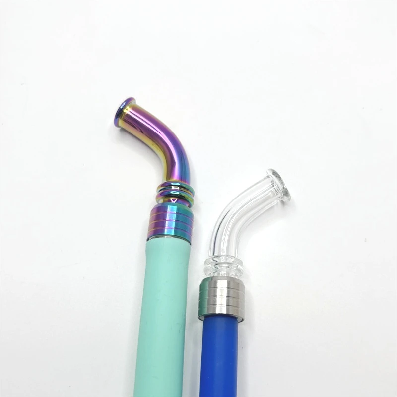 1 قطعة 510 810 متغير مشترك قابل للتبديل رئيس الفولاذ المقاوم للصدأ الزجاج طويل الانحناء بالتنقيط تلميح القش المشتركة #6