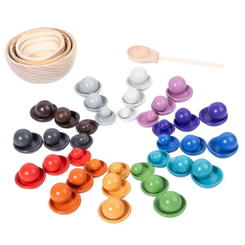 

Color Cognition Sorting Toys Colored Sorting Ball In Saucer Wooden Educational Preschool Toy For Early Learning Children's