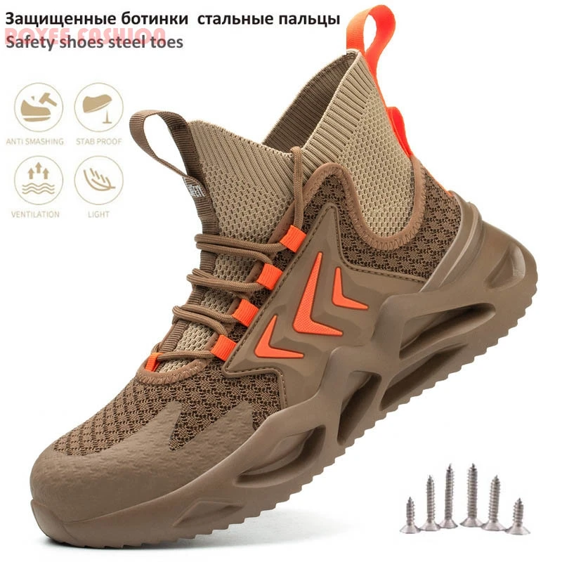 

2022 Work Safety Shoes Men Sandy Shoes Safety Boots for Men Indestructible Work Sneakers Protective Steel Cap Shoes zapatos muje