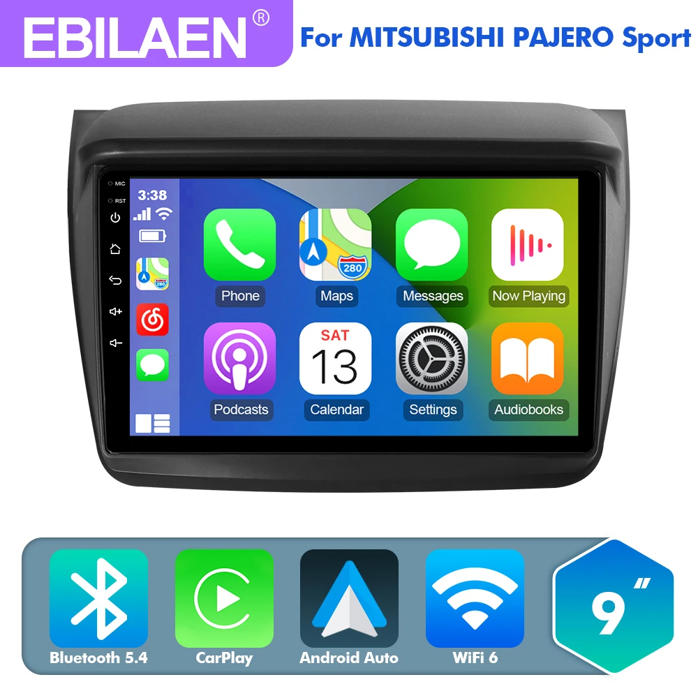 EBILAEN Android 13.0 Car Radio Multimedia For Mitsubishi Pajero Sport 2 2008 - 2016 L200 4 2006 - 2015 GPS Navigation Carplay