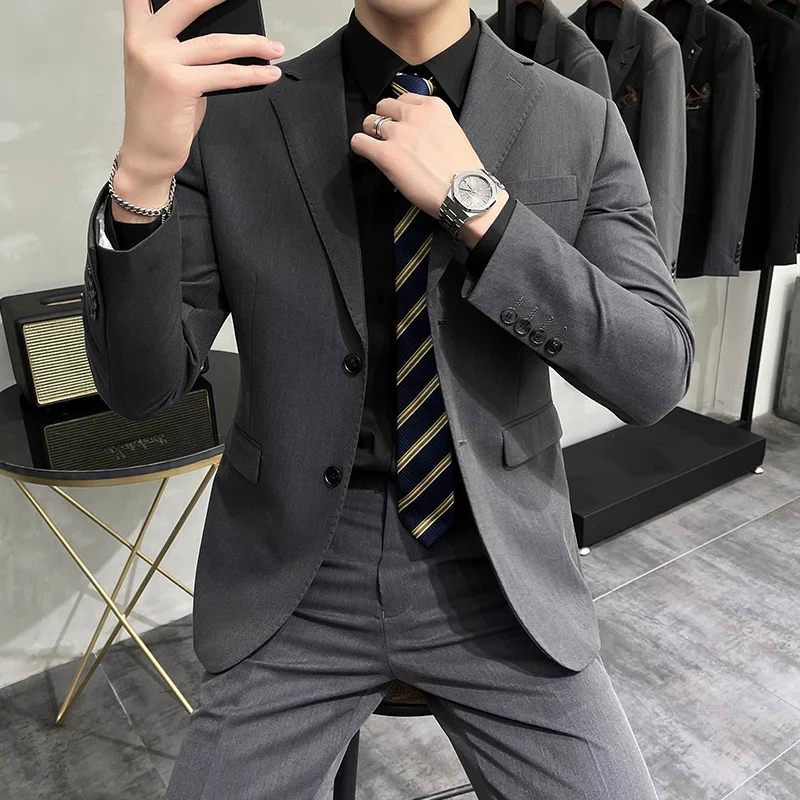 

139 Double-breasted wedding dress business suit groom suit three-piece suit men