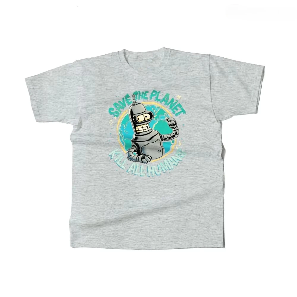 تي شيرت رجالي قطني Save the Planet، اقتل جميع البشر جرافيك ريترو مضحك تي شيرت كاجوال بنمط الشارع للرجال والنساء