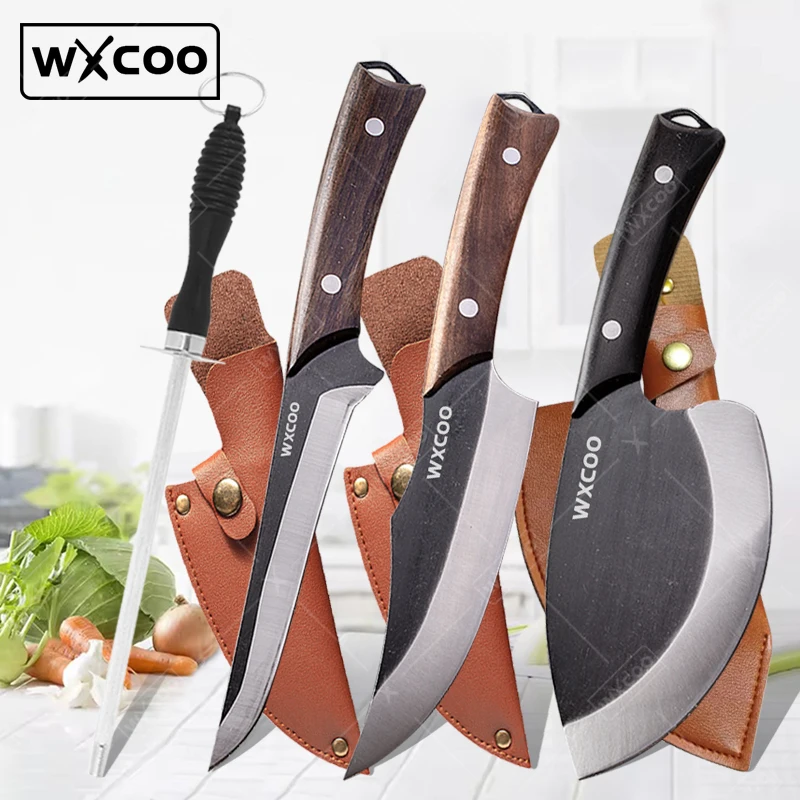 

WXCOO Forged Meat Cleaver Kitchen Butcher Knife Bone Chopping Chef Knife Fruit Vegetables Fish Slicing Cooking Knife Wood Handle