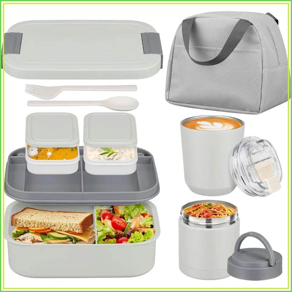 Large Leak Proof Bento Lunch Box Set with Thermo