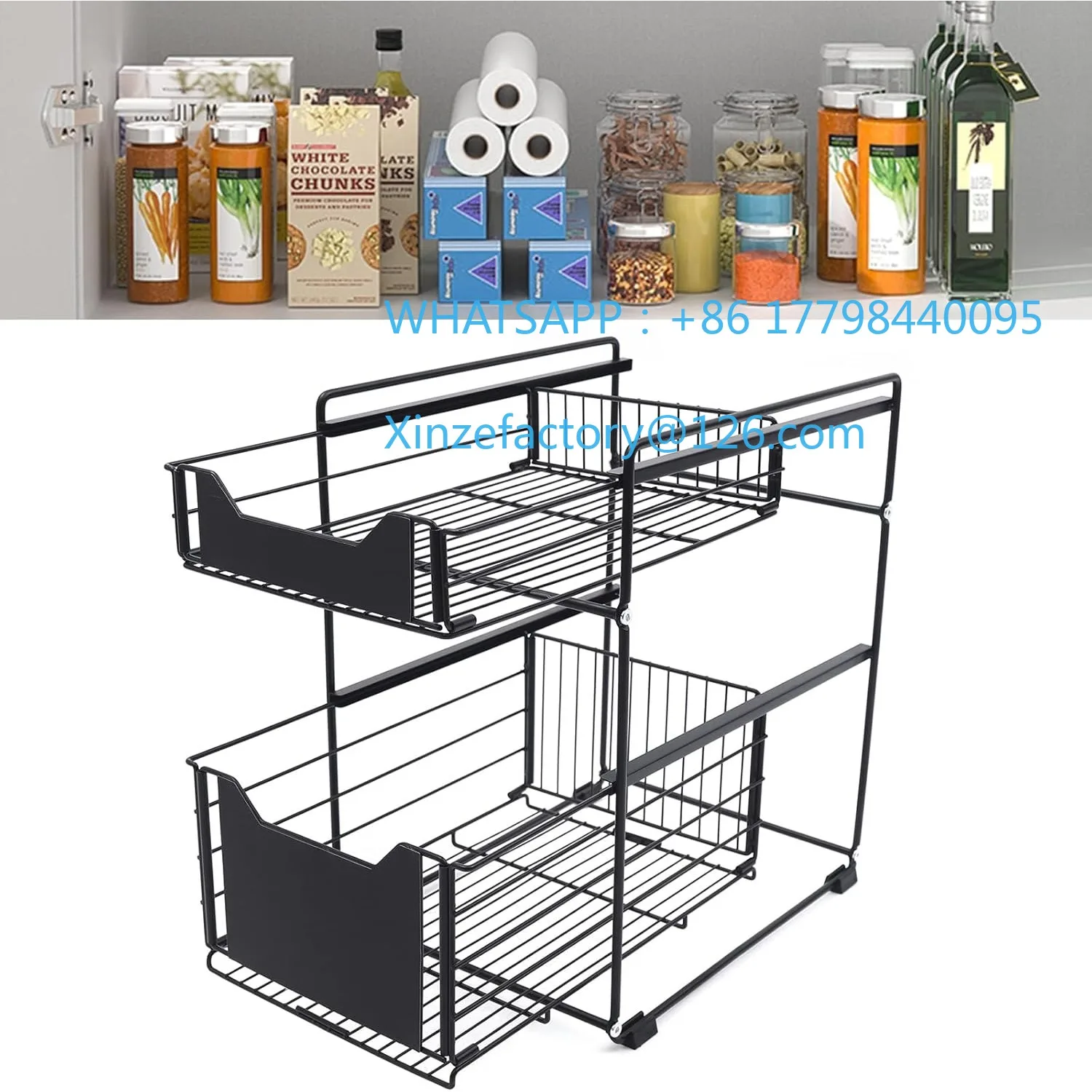 رف تخزين المطبخ القابل للتخصيص منظم Küchenschrank Küche، Küchen Regal، Unter dem Spülbeckenregal Carbonstahlregal #5