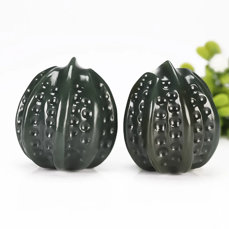 Hetian Green Walnut Toy, Men'S Pair Of Jade Walnuts Fitness Hand Exercise