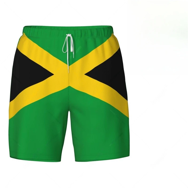 Fashion Jamaica Flag Beach Shorts Summer Casual Men Women 3D National Emblem Printed Short Pants Loose Quick Dry Swim Trunks