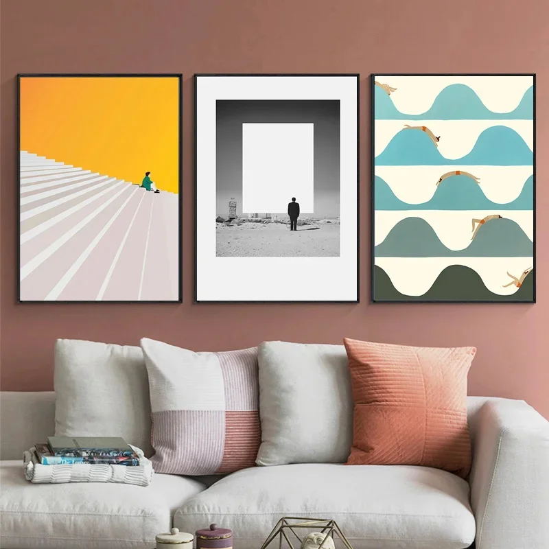 Painting Humorous Posture Prints Modern Wall Colorful Picture for Living Room Unique Poster Decor Nordic Figure Art Canvas